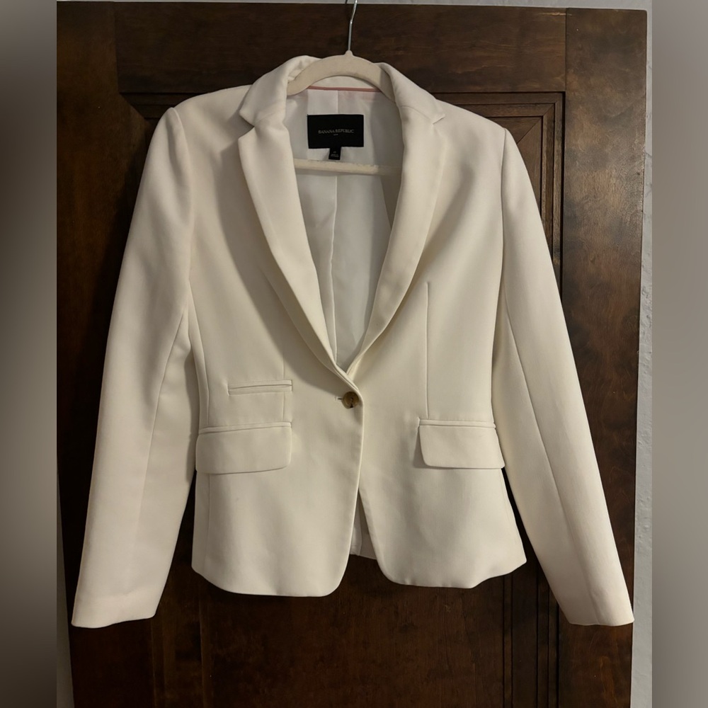 Banana Republic Blazer White Single Button Size 0 Excellent Condition